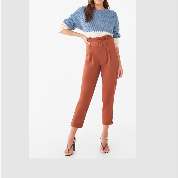 Forever 21 Pants - D-Ring Belt Cuffed Trousers - cropped